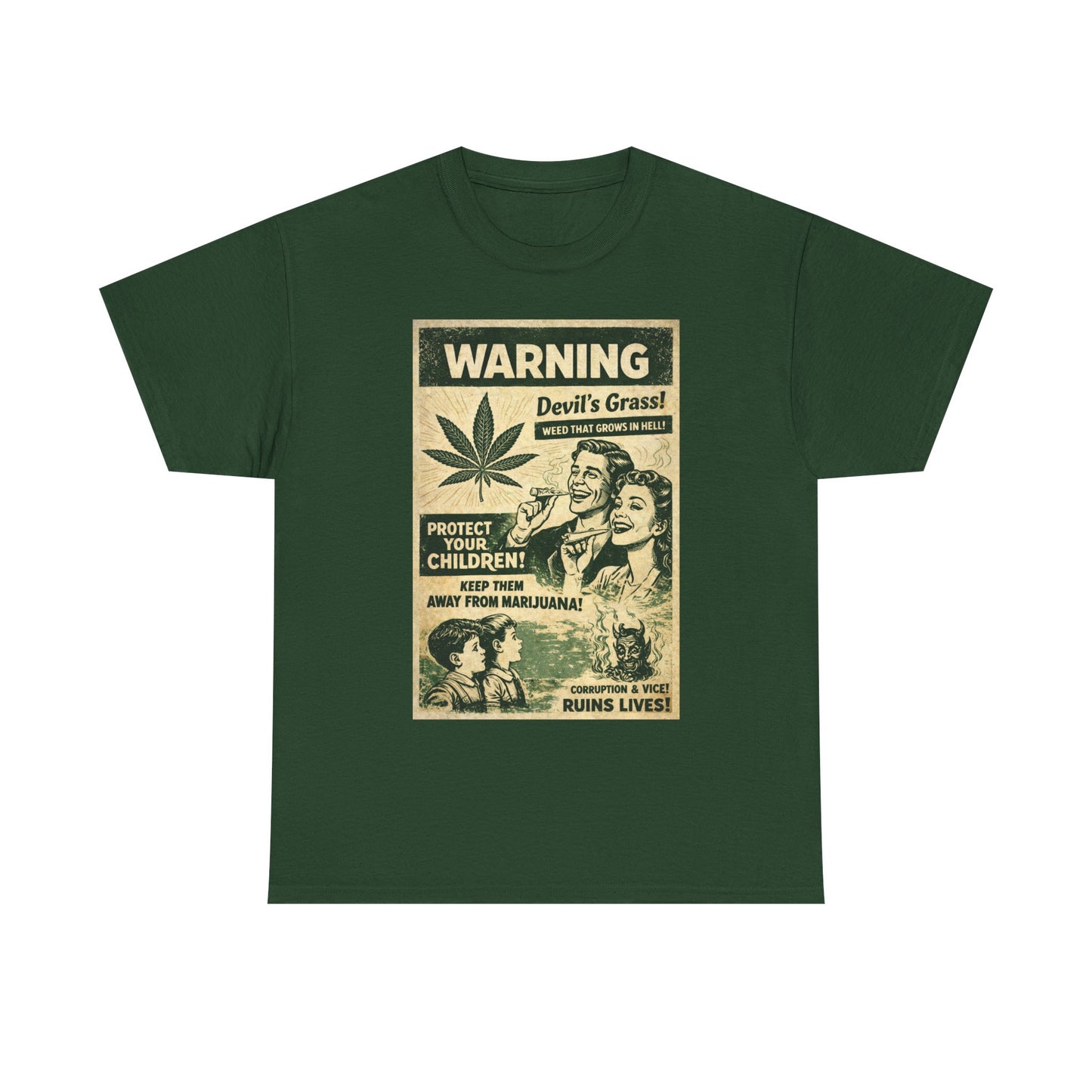 Vintage Anti-Marijuana Warning Poster T-Shirt | Retro Cannabis Graphic Tee