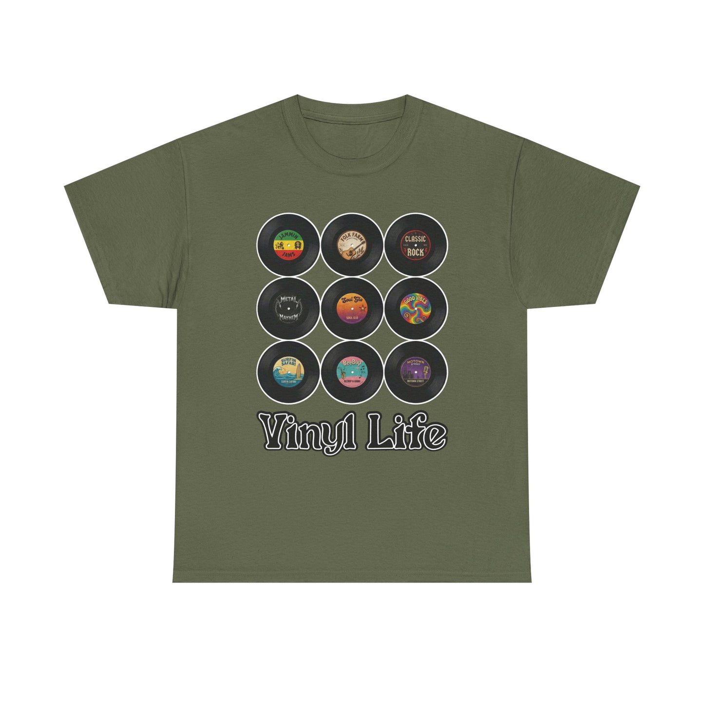 Vinyl Life record collection Tee | Retro vinyl records graphic T-Shirt