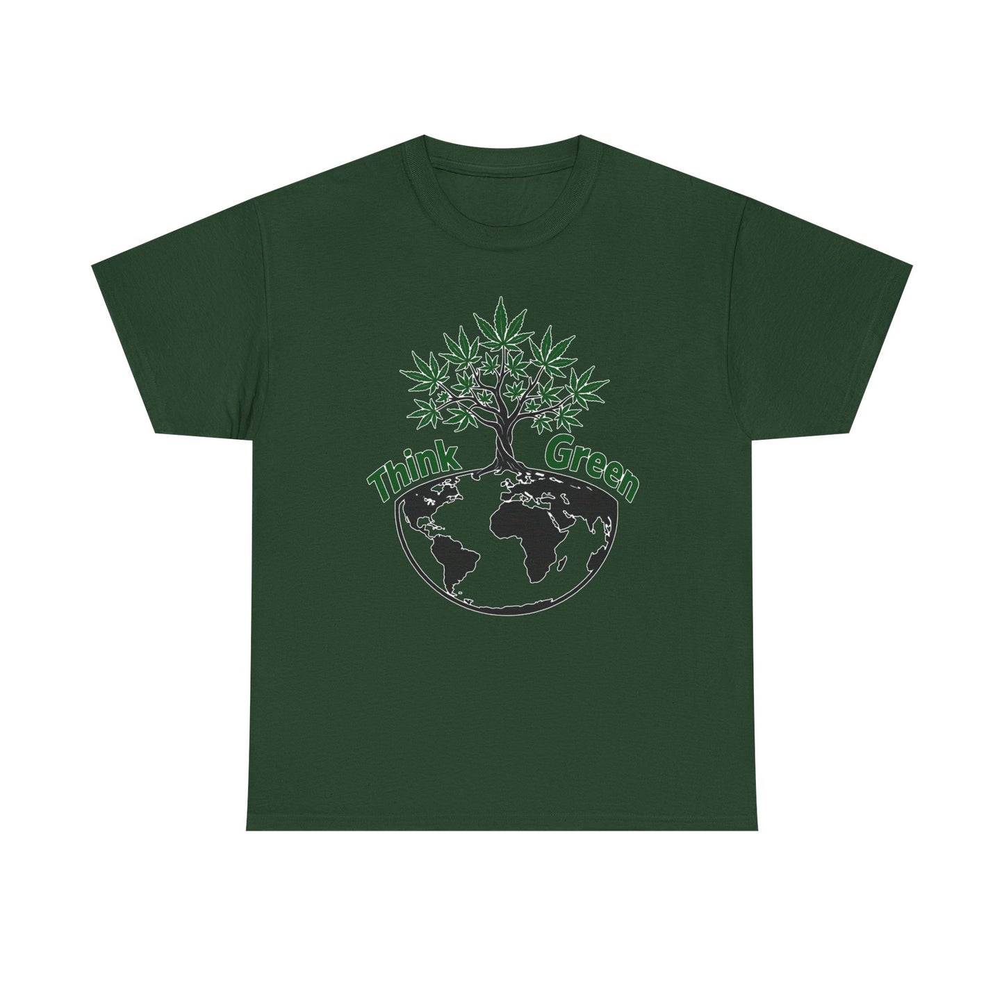 Think Green Marijuana Earth Tree T-Shirt | Environmental Graphic Tee