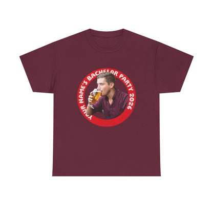 Bachelor Party Photo Tee | Custom Photo, Name & Year Circle