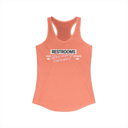 Restrooms Where Do You Want To Meet? | Trans Crossdresser Tank Top | LGBTQ