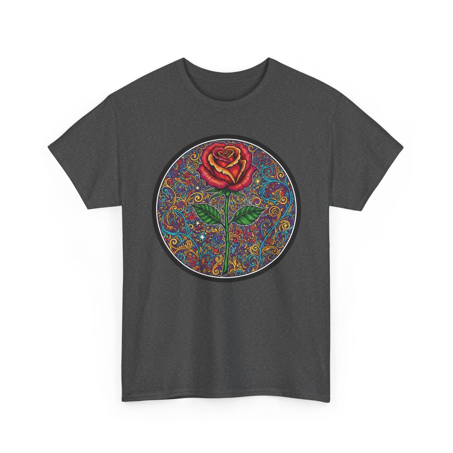 Floral Rose Mandala Tee | Psychedelic Boho Rose Graphic T-Shirt