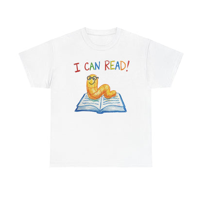 I Can Read Bookworm tee | Retro Reading Shirt