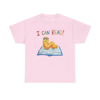 I Can Read Bookworm tee | Retro Reading Shirt