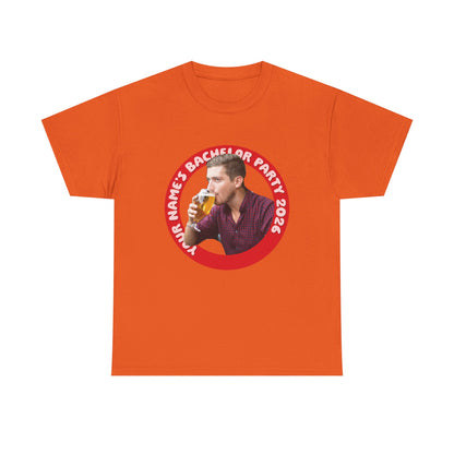 Bachelor Party Photo Tee | Custom Photo, Name & Year Circle