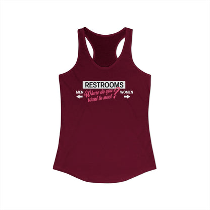 Restrooms Where Do You Want To Meet? | Trans Crossdresser Tank Top | LGBTQ