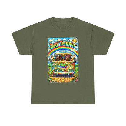 Day Trippin VW Bus Tee | Hippie Van Peace Sign Rainbow Design