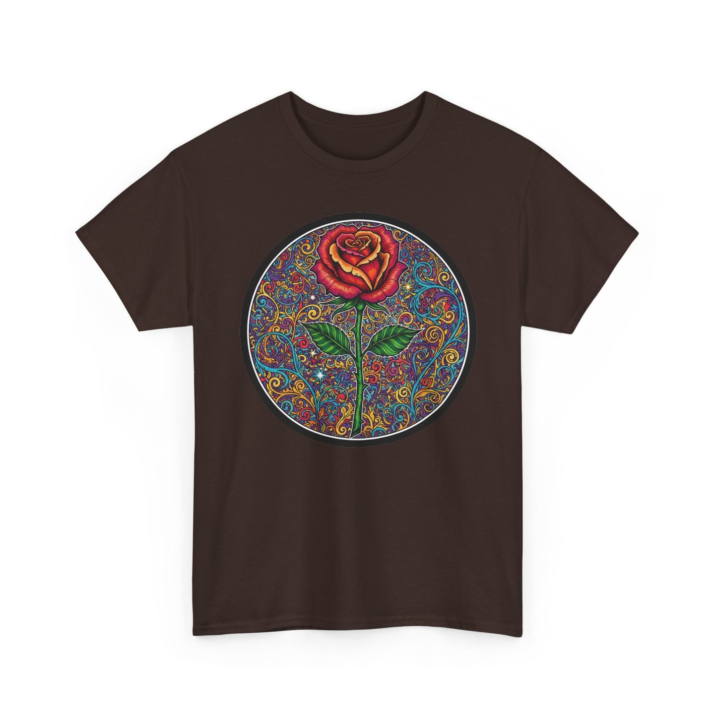Floral Rose Mandala Tee | Psychedelic Boho Rose Graphic T-Shirt
