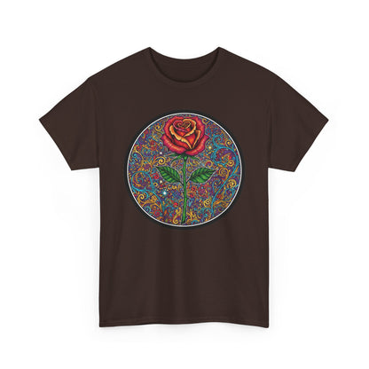 Floral Rose Mandala Tee | Psychedelic Boho Rose Graphic T-Shirt