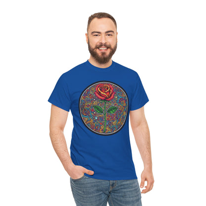 Floral Rose Mandala Tee | Psychedelic Boho Rose Graphic T-Shirt