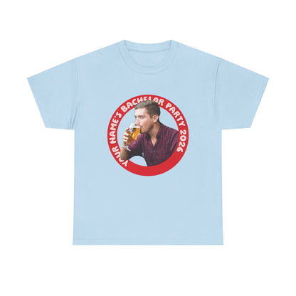 Bachelor Party Photo Tee | Custom Photo, Name & Year Circle