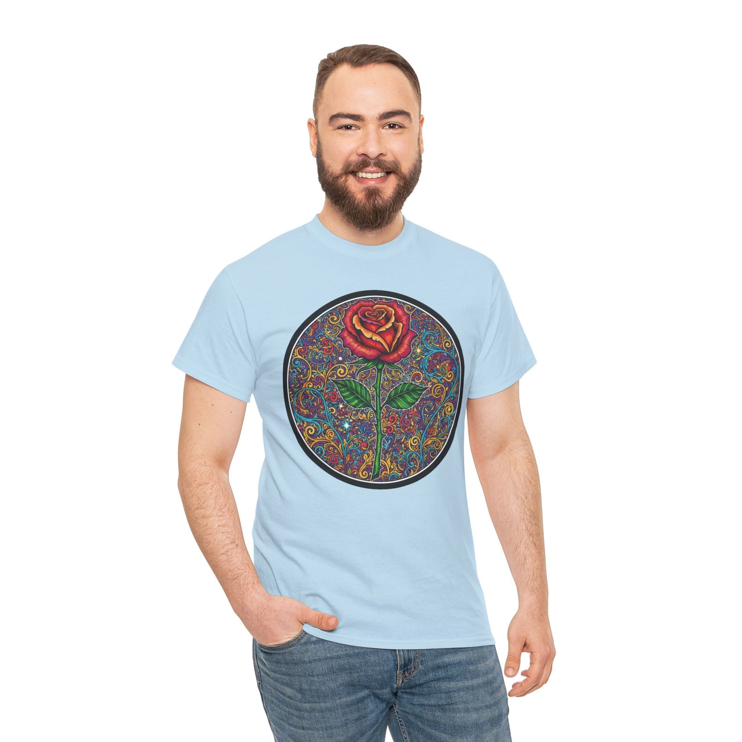 Floral Rose Mandala Tee | Psychedelic Boho Rose Graphic T-Shirt