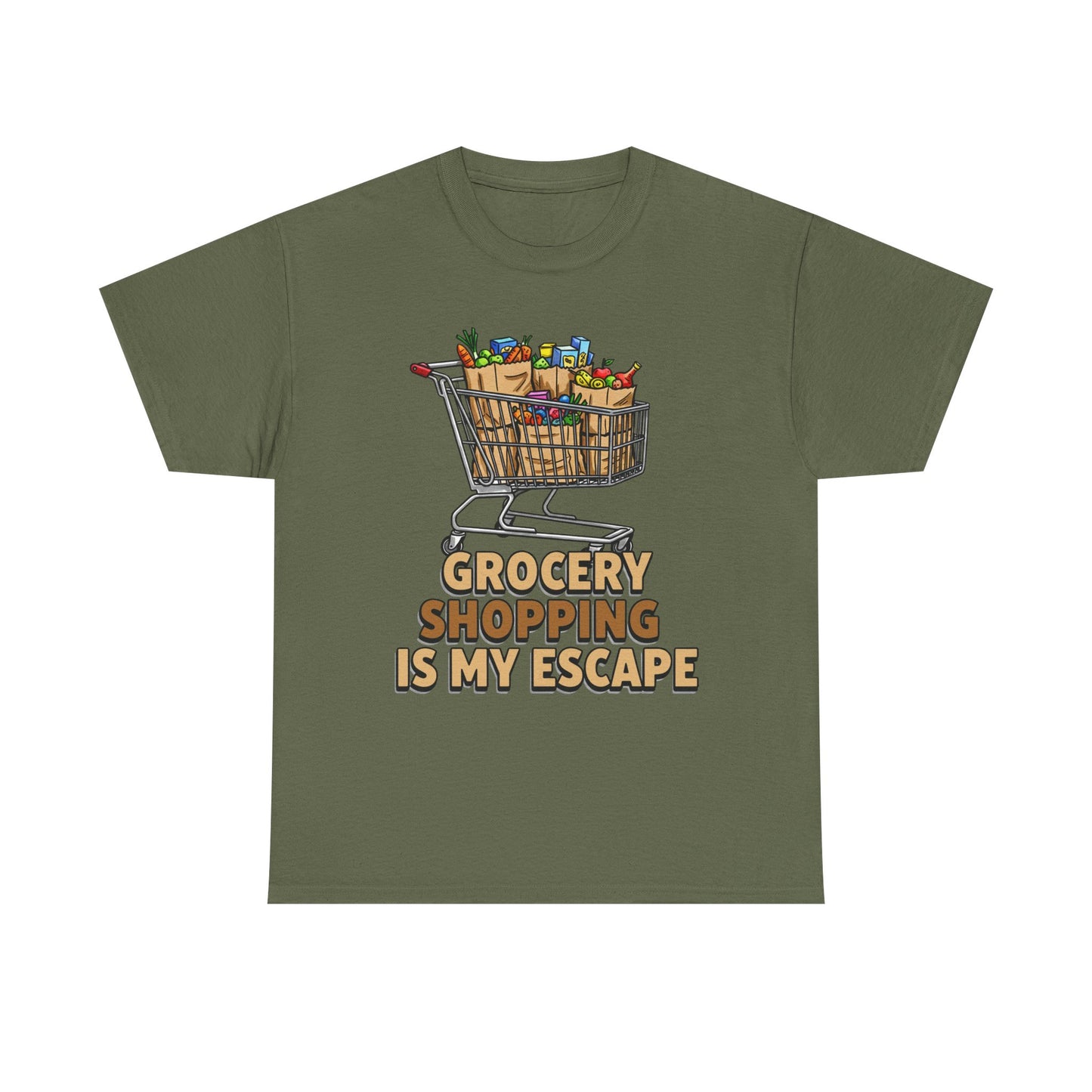 Grocery Shopping Is My Escape T-Shirt | Foodie | Shopping Cart Illustration