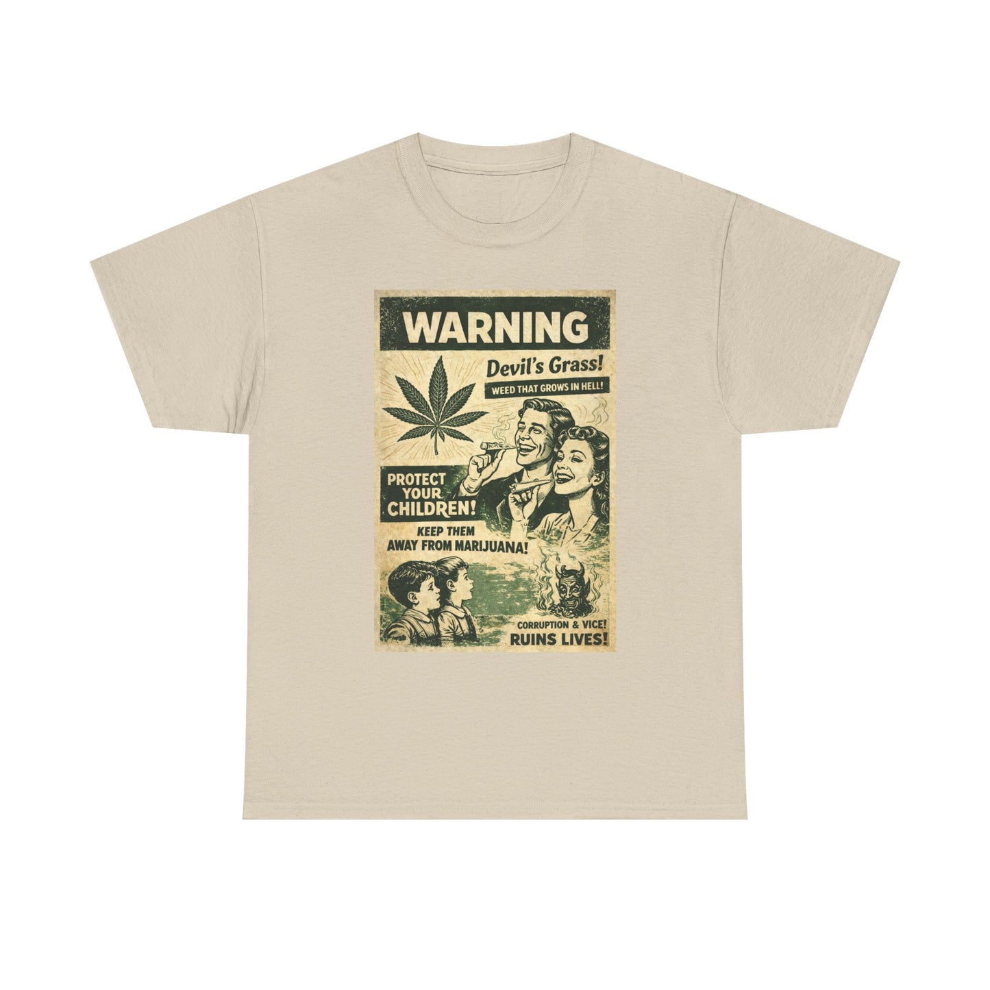 Vintage Anti-Marijuana Warning Poster T-Shirt | Retro Cannabis Graphic Tee