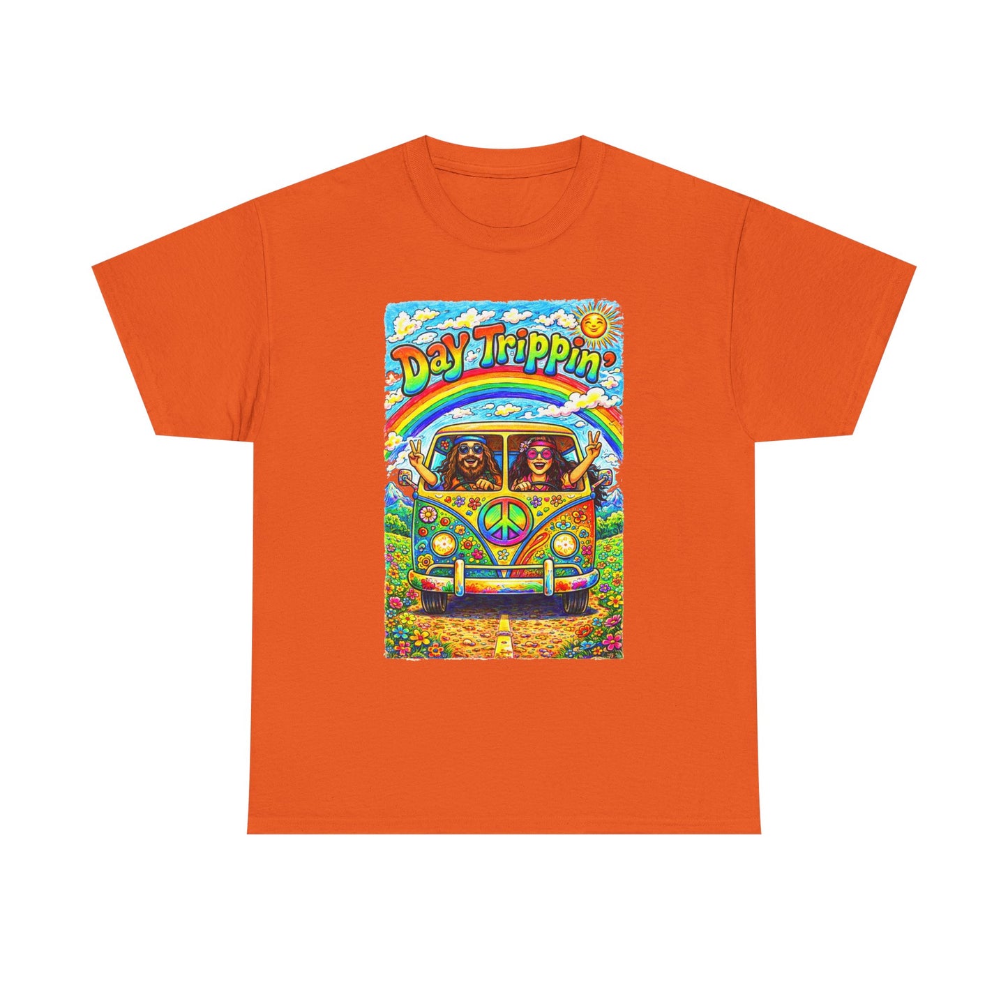 Day Trippin VW Bus Tee | Hippie Van Peace Sign Rainbow Design