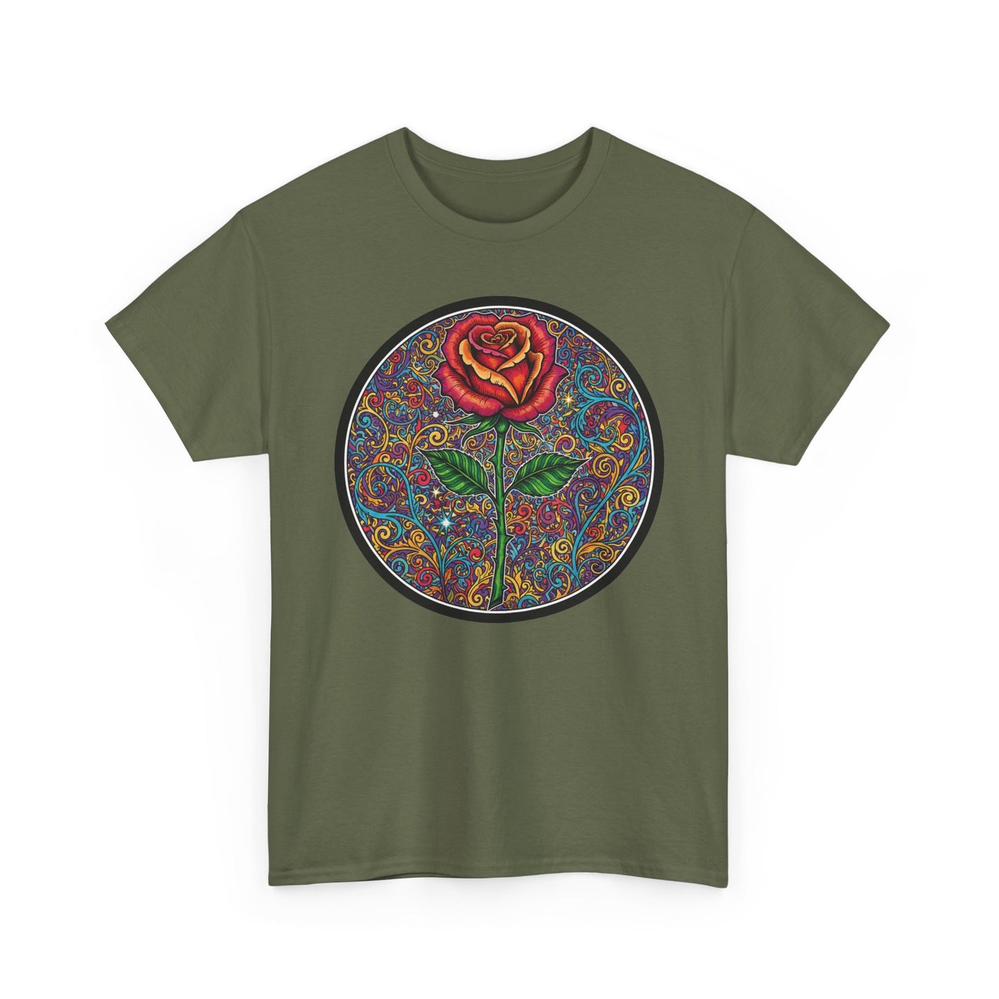 Floral Rose Mandala Tee | Psychedelic Boho Rose Graphic T-Shirt