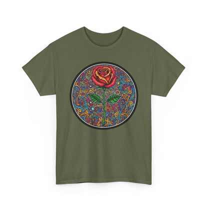 Floral Rose Mandala Tee | Psychedelic Boho Rose Graphic T-Shirt