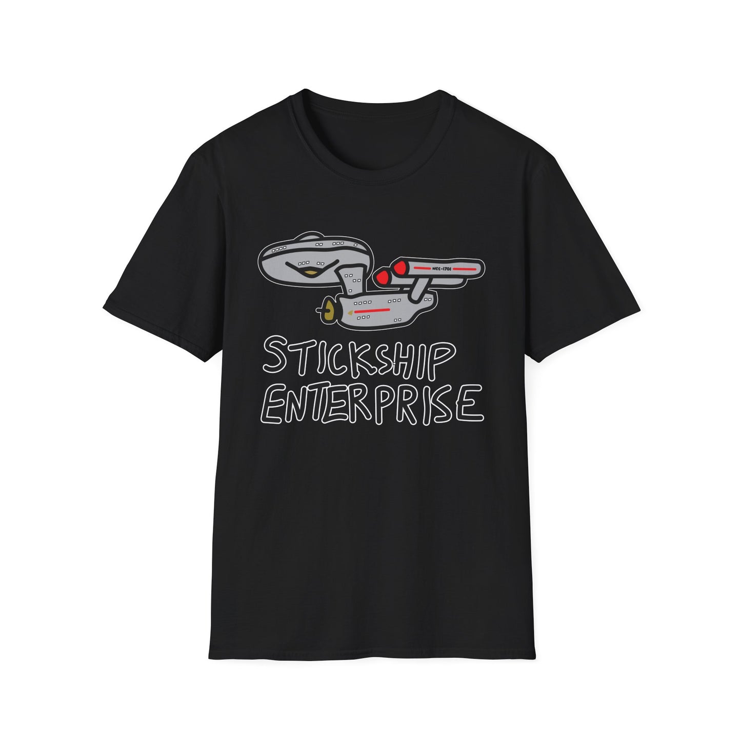 Stickship Enterprise T-Shirt | Space Ship Cartoon Tee