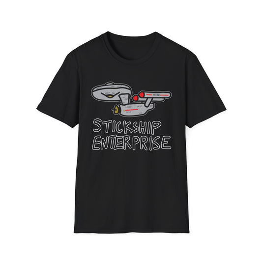 Stickship Enterprise T-Shirt | Space Ship Cartoon Tee