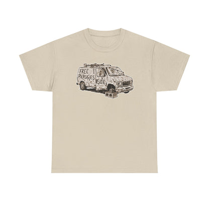 Free Pierogies Sketchy Van Funny Tee | Bad Food Truck Illustration T-Shirt