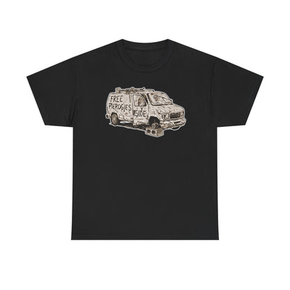 Free Pierogies Sketchy Van Funny Tee | Bad Food Truck Illustration T-Shirt