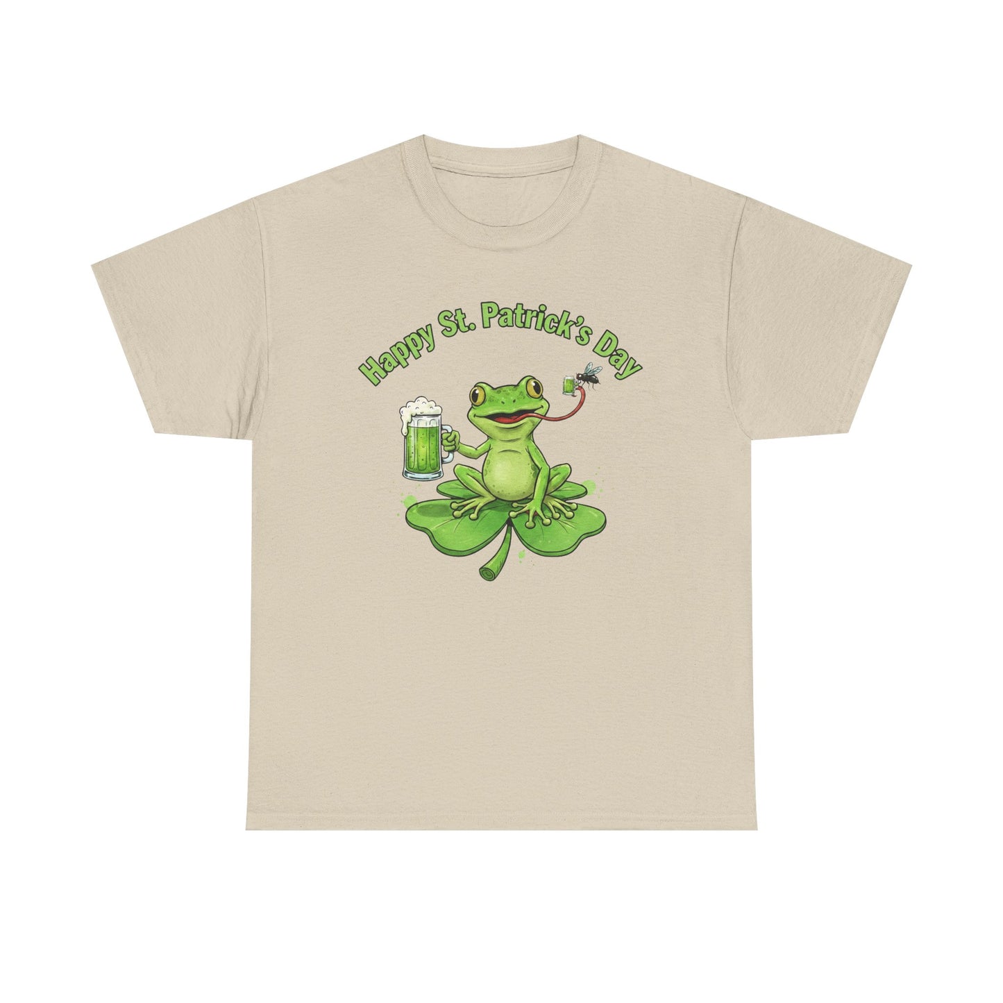 St. Patrick’s Day Happy Frog on a Shamrock T‑Shirt