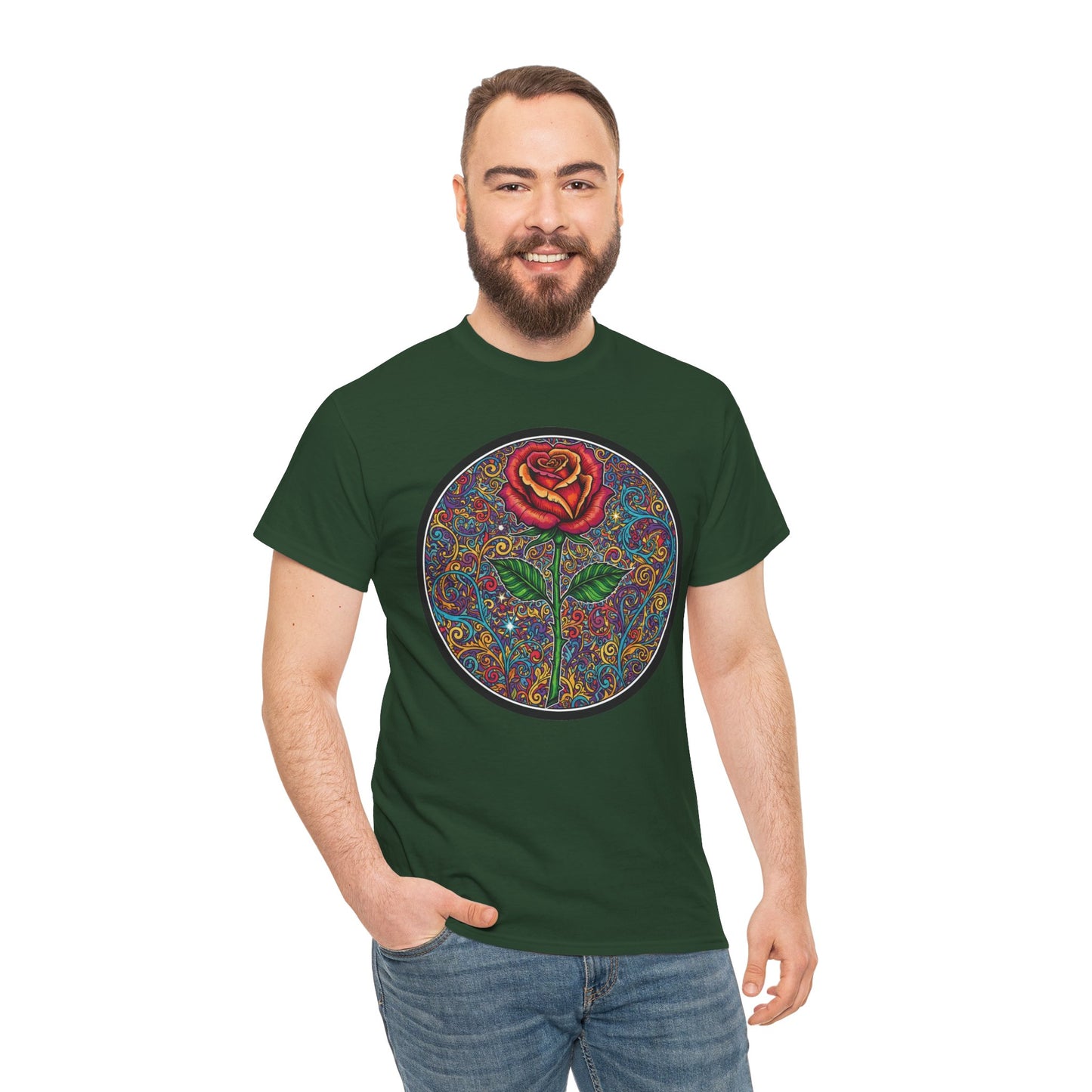 Floral Rose Mandala Tee | Psychedelic Boho Rose Graphic T-Shirt