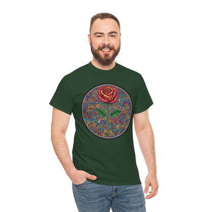 Floral Rose Mandala Tee | Psychedelic Boho Rose Graphic T-Shirt
