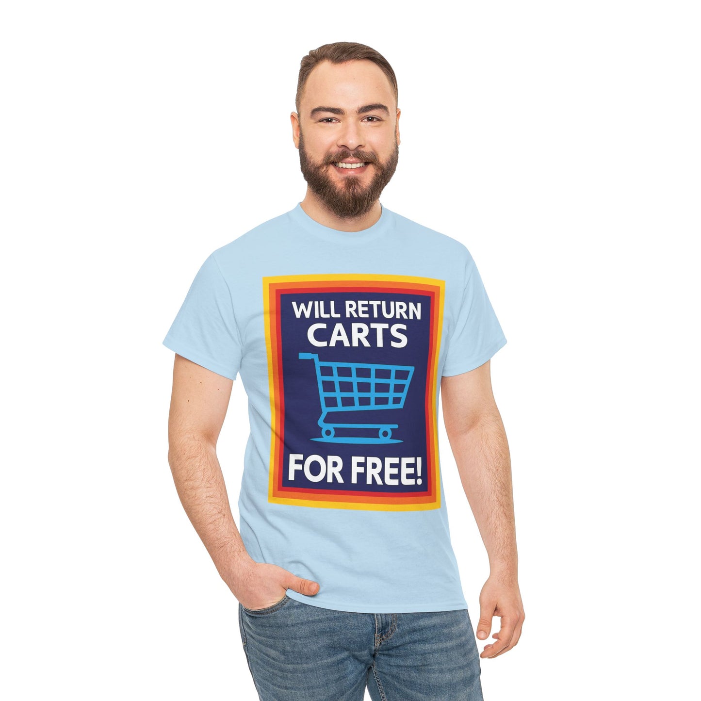 Will Return Carts for Free T-shirt | Grocery Shopping Tee | Shopping Cart Image