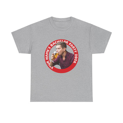 Bachelor Party Photo Tee | Custom Photo, Name & Year Circle