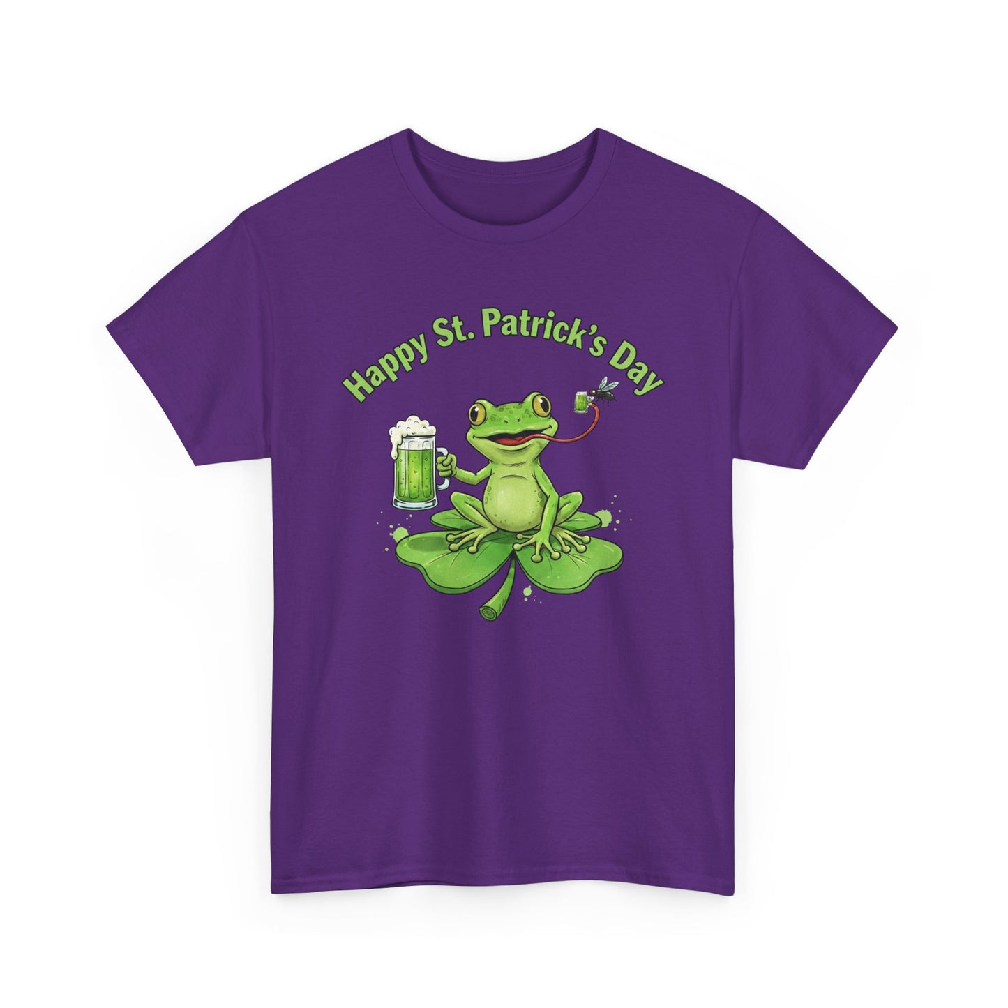 St. Patrick’s Day Happy Frog on a Shamrock T‑Shirt