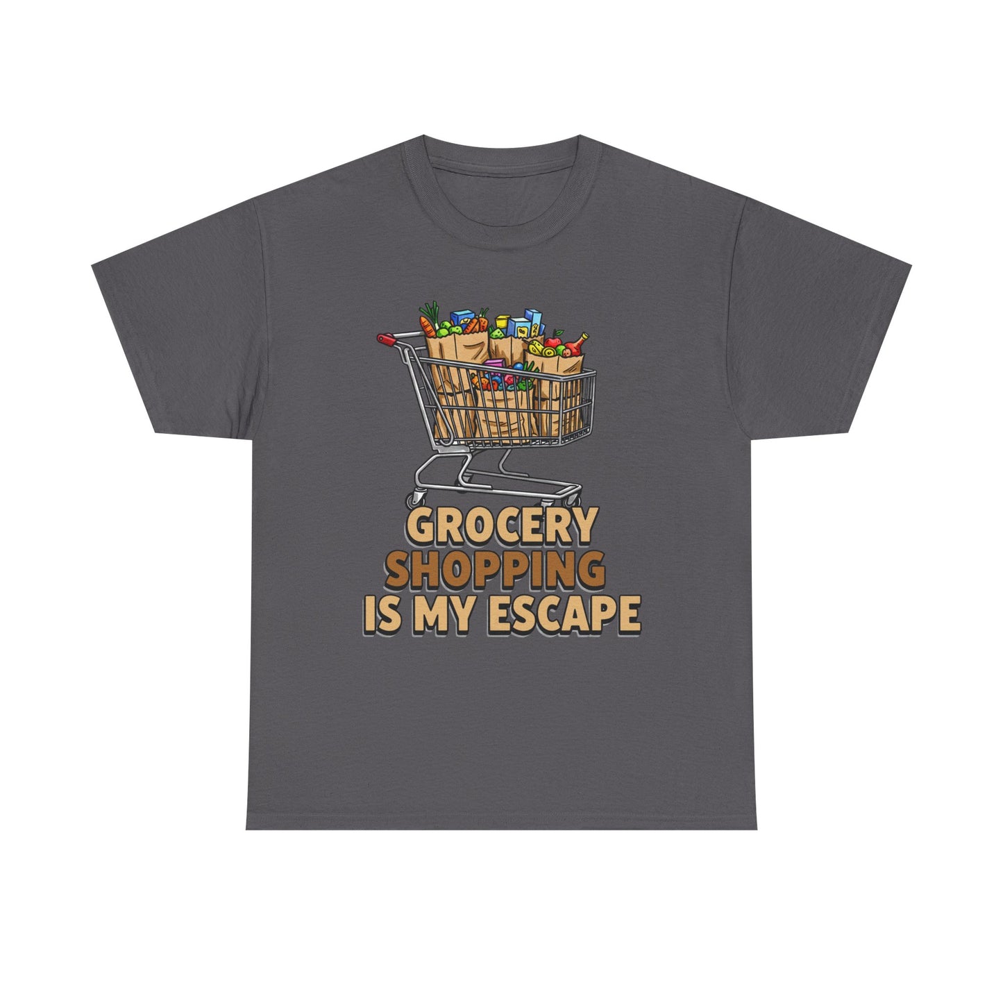 Grocery Shopping Is My Escape T-Shirt | Foodie | Shopping Cart Illustration