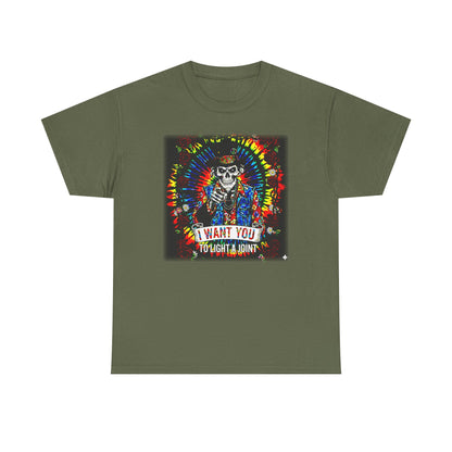Tie Dye Skeleton Soldier I Want You To Light A Joint T-Shirt | Psychedelic Cannabis Tee