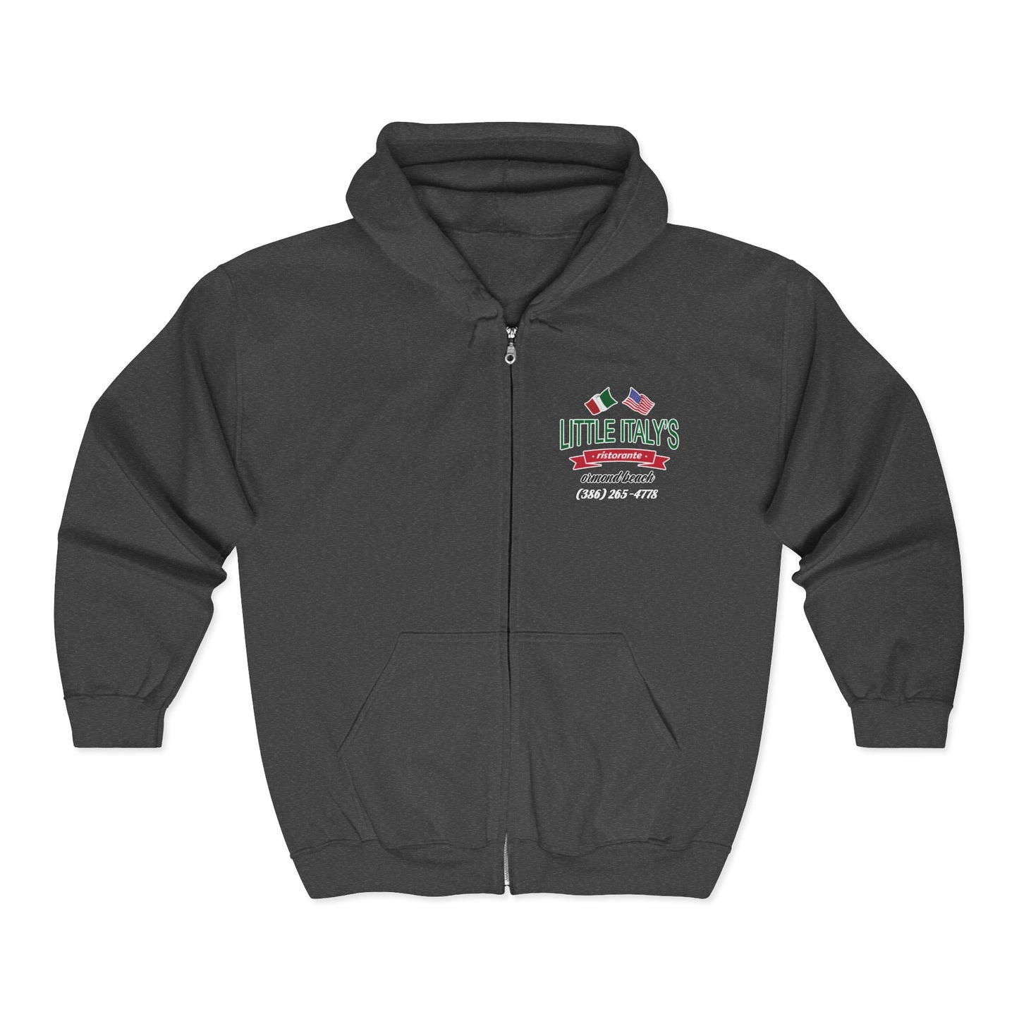 Little Italy's Ristorante 2-Sided Zip Hoodie | Ormond Beach | Italian American Flag Logo