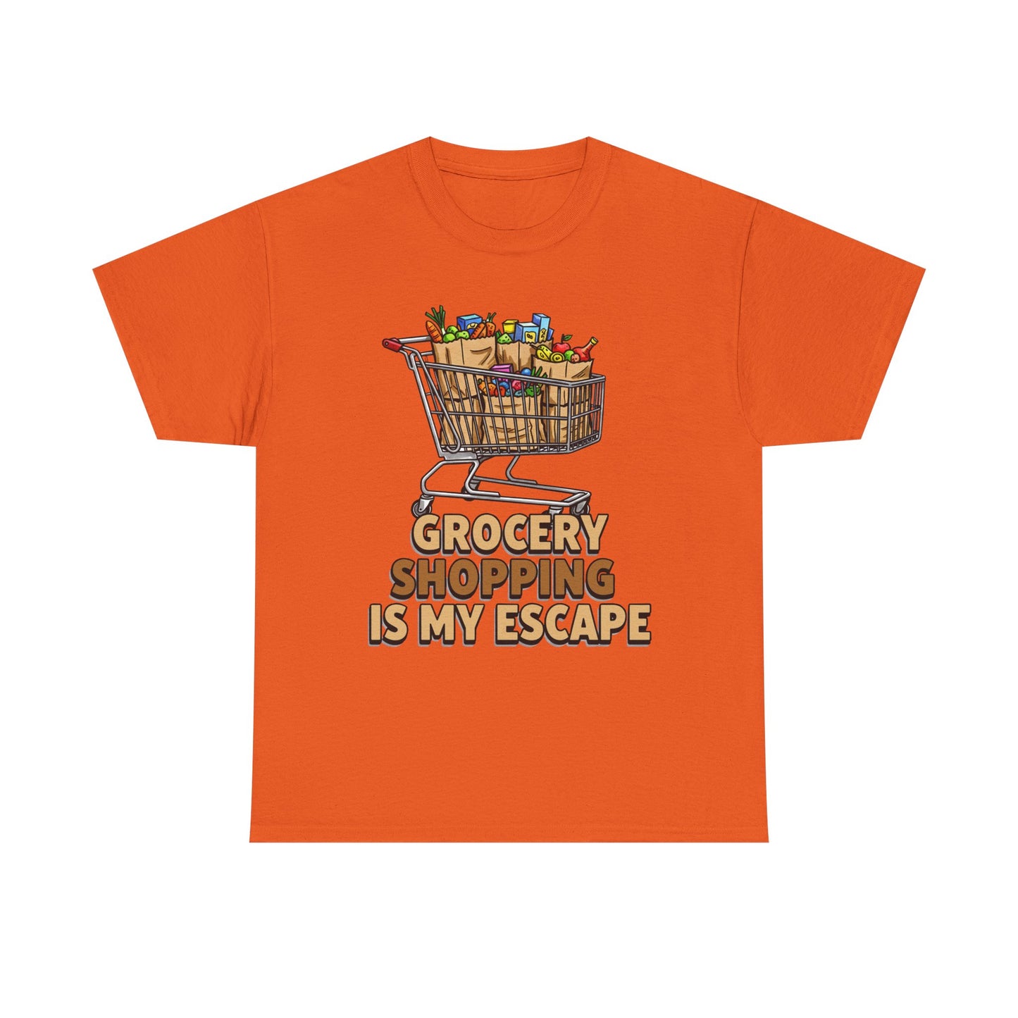 Grocery Shopping Is My Escape T-Shirt | Foodie | Shopping Cart Illustration