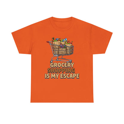 Grocery Shopping Is My Escape T-Shirt | Foodie | Shopping Cart Illustration