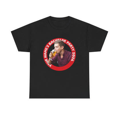Bachelor Party Photo Tee | Custom Photo, Name & Year Circle