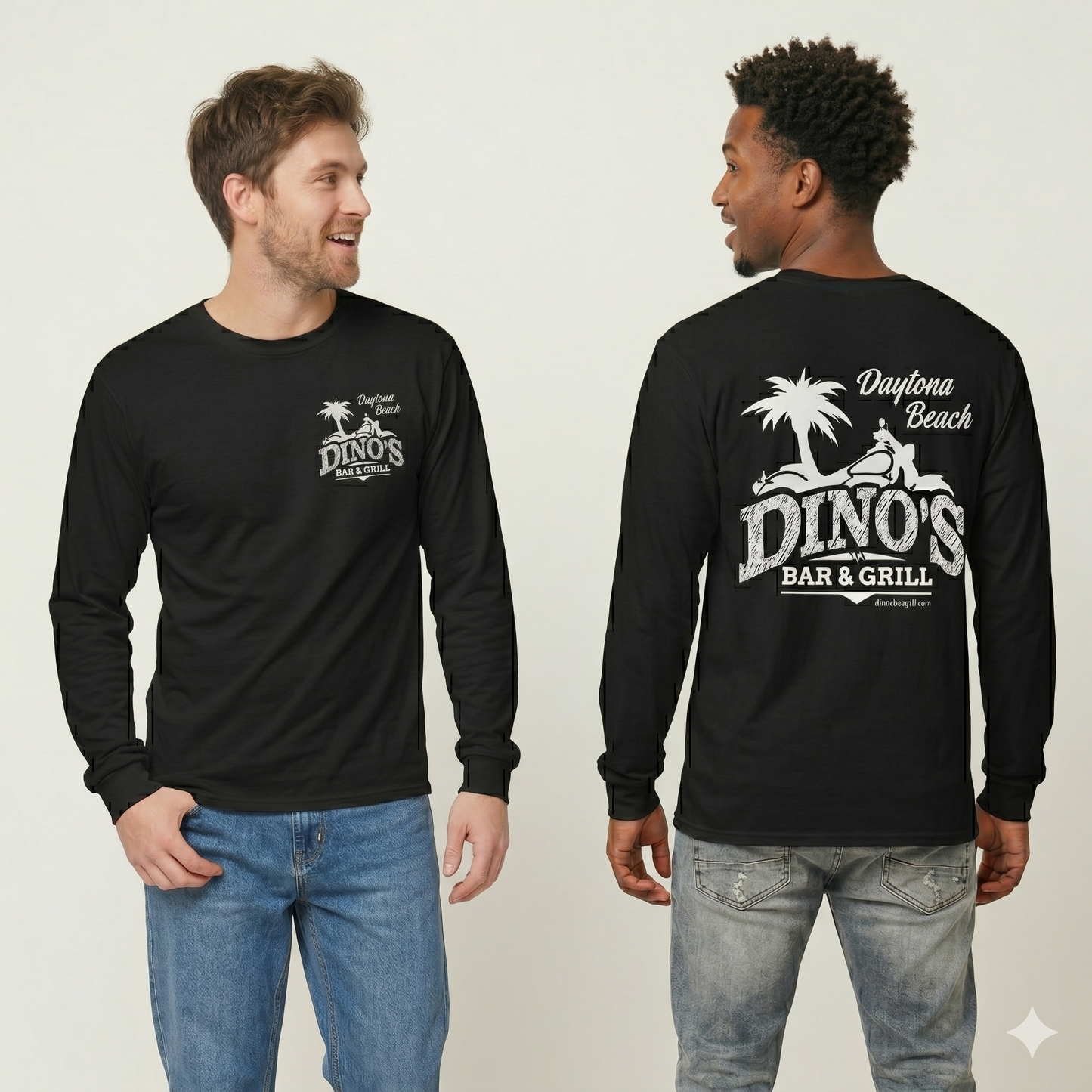 2 Sided Long Sleeve Tee | Dino's Bar & Grill | Daytona Beach