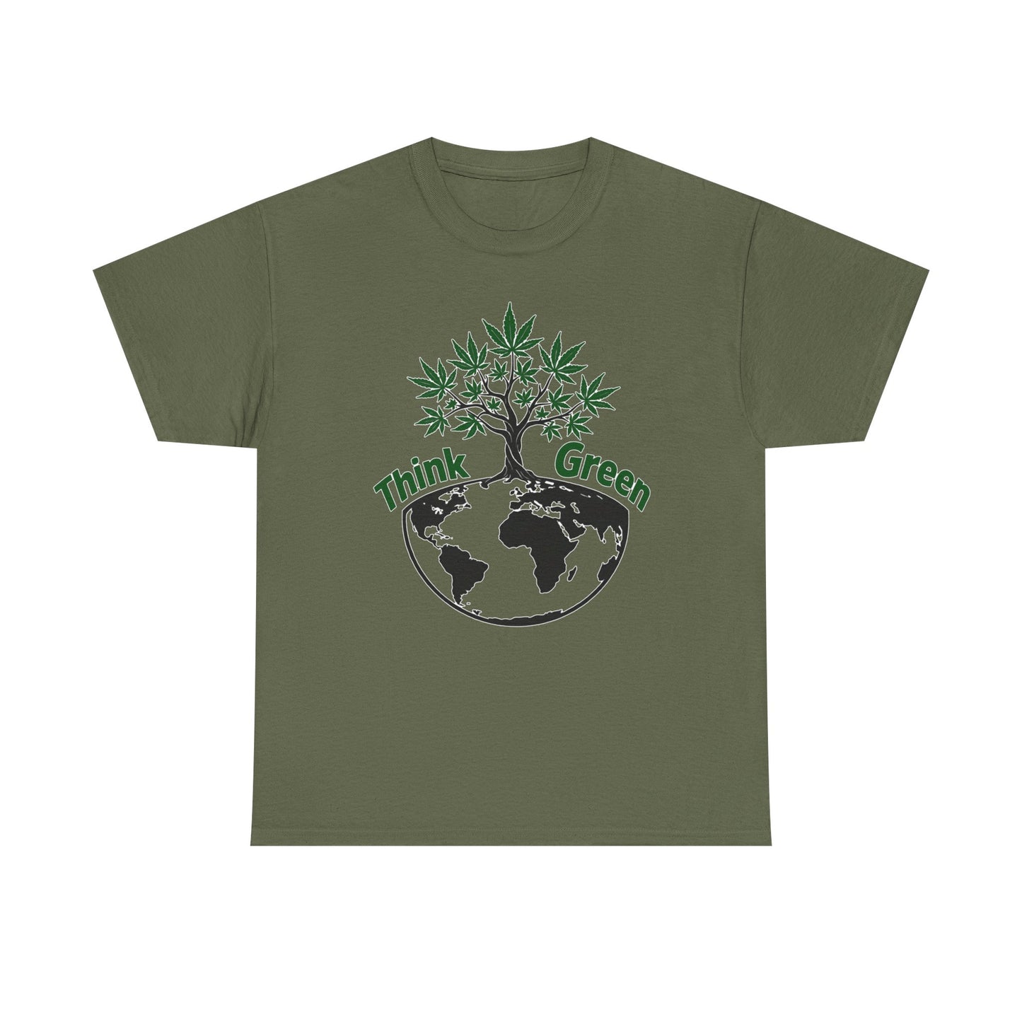 Think Green Marijuana Earth Tree T-Shirt | Environmental Graphic Tee