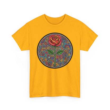 Floral Rose Mandala Tee | Psychedelic Boho Rose Graphic T-Shirt