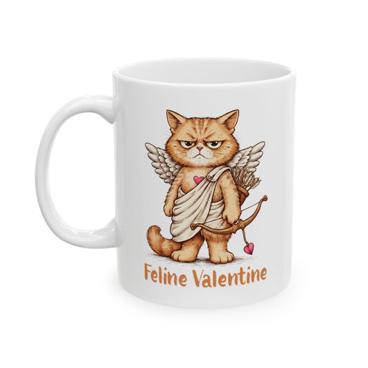 Valentines Day ! Funny Feline Valentine Mug | Grumpy Cat Cupid