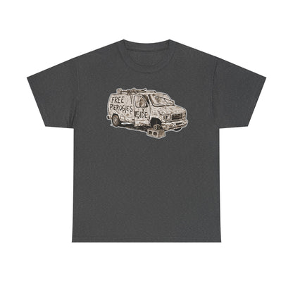 Free Pierogies Sketchy Van Funny Tee | Bad Food Truck Illustration T-Shirt