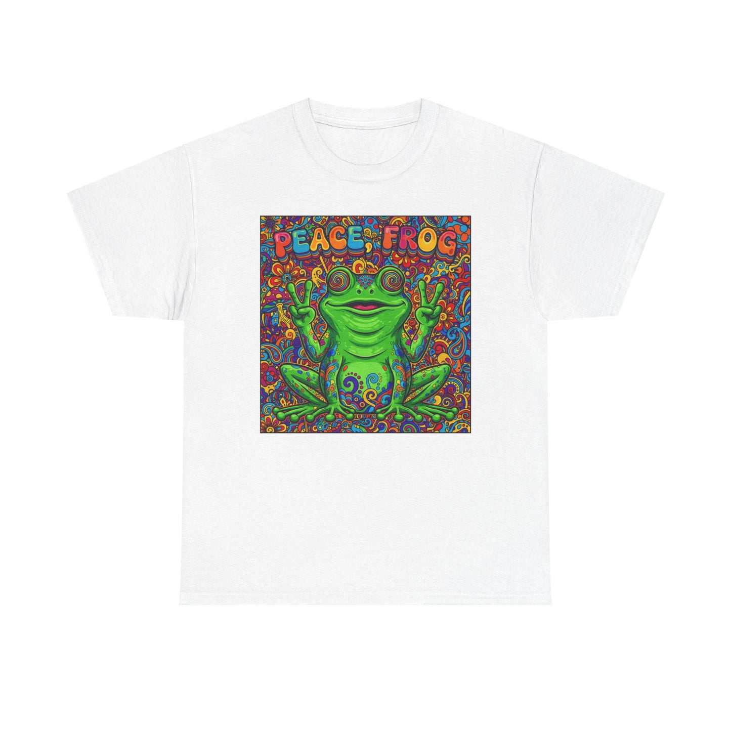 Peace Frog psychedelic frog tee | colorful hippie frog shirt