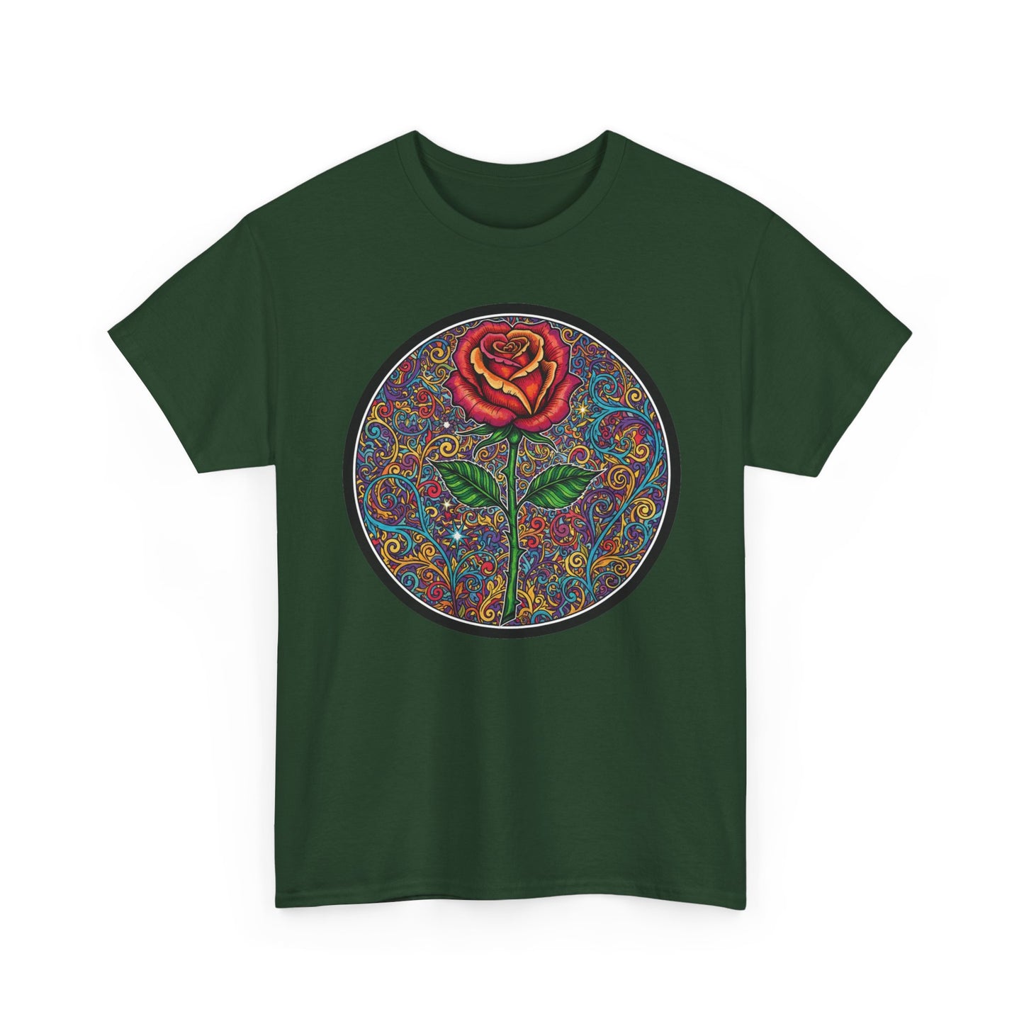 Floral Rose Mandala Tee | Psychedelic Boho Rose Graphic T-Shirt