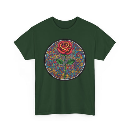 Floral Rose Mandala Tee | Psychedelic Boho Rose Graphic T-Shirt
