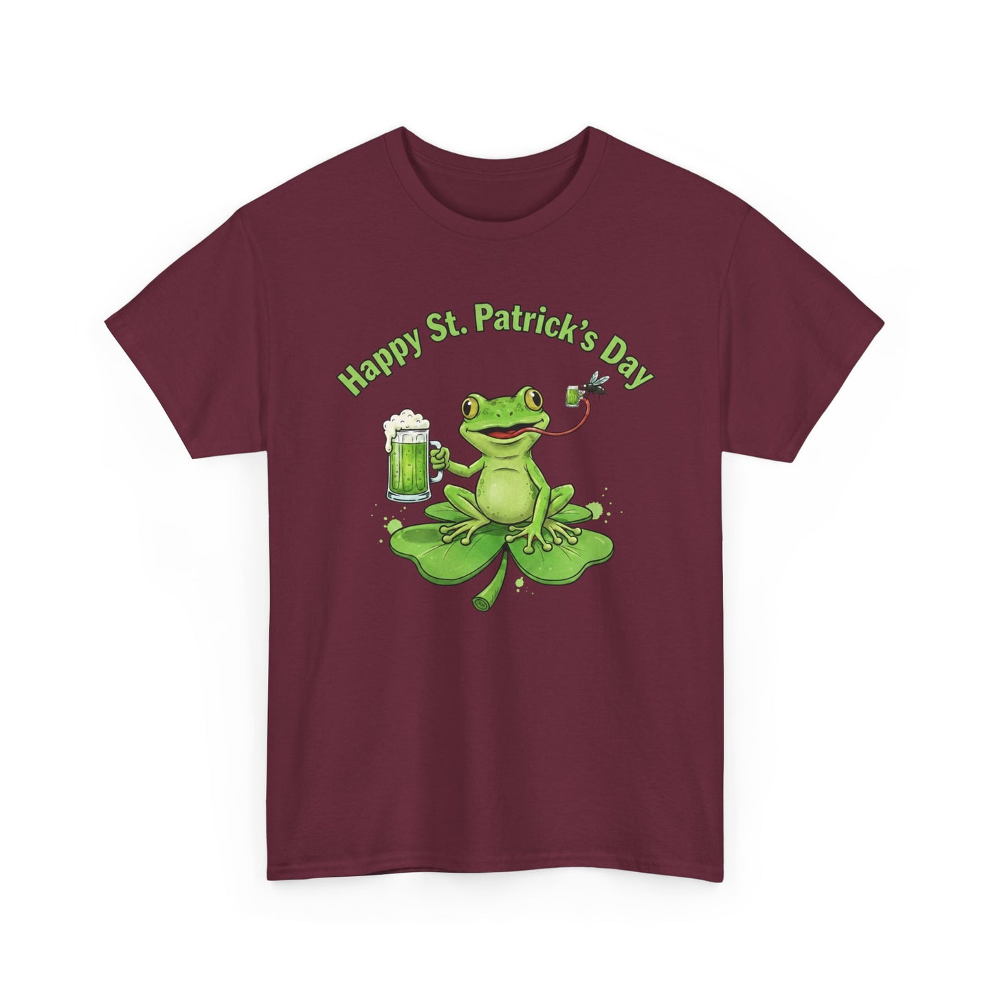 St. Patrick’s Day Happy Frog on a Shamrock T‑Shirt