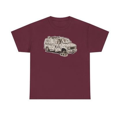 Free Pierogies Sketchy Van Funny Tee | Bad Food Truck Illustration T-Shirt