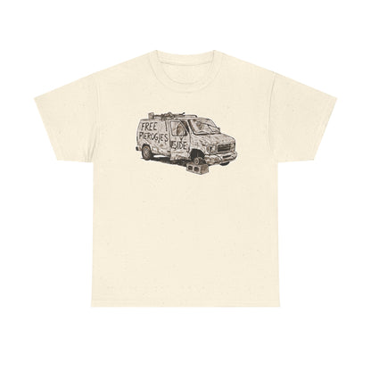 Free Pierogies Sketchy Van Funny Tee | Bad Food Truck Illustration T-Shirt