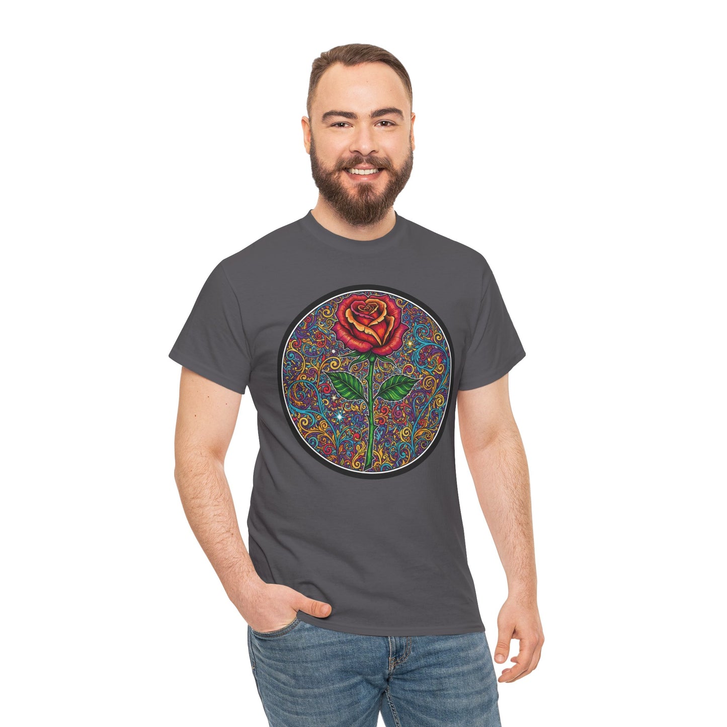Floral Rose Mandala Tee | Psychedelic Boho Rose Graphic T-Shirt