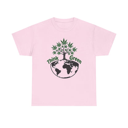 Think Green Marijuana Earth Tree T-Shirt | Environmental Graphic Tee